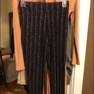 Zara stretch pant. Rainbow metallic stripe.